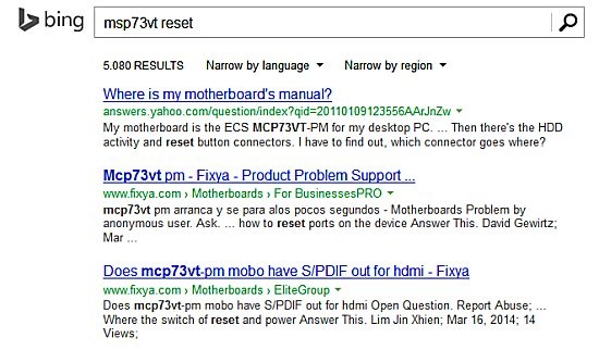 Bing search results for msp73vt